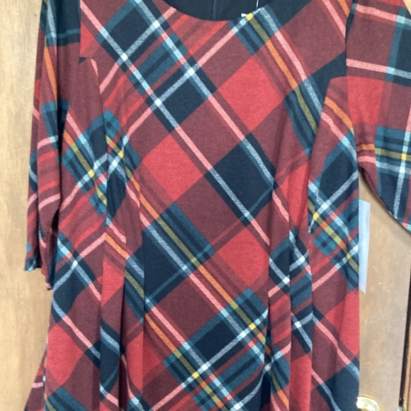 Connected dress plaid print dress w pockets has some stretch 20W - Picture 8 of 17